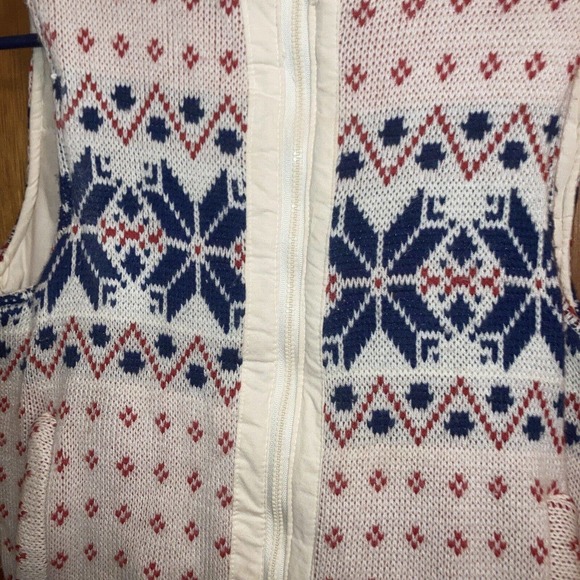 Vintage Sweater Snowflake Reversible Puffer Vest Small - Picture 7 of 7